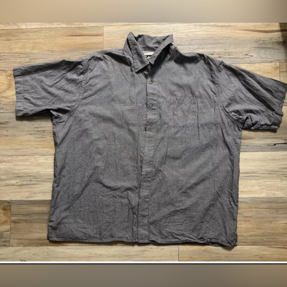 EUC-Men's 3XL-Lee-Gray & Black Plaid-Short Sleeve-Button Up Shirt-